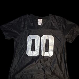Black V-Neck T-Shirt with White Numbers